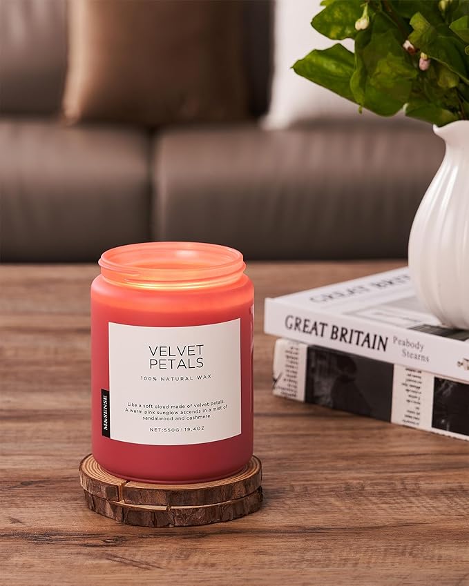 M&SENSE Sandalwood Rose Scented Candle, 19.4oz Large Soy Wax Candle for Home, 110 Hour Long-Lasting Non-Toxic Floral Aromatherapy Candle, Relaxing Self-Care Gift for Mom Her Mother's Day Birthday