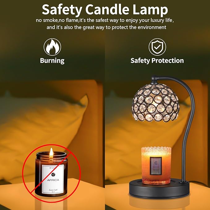 Dimmable Electric Candle Warmer Lamp with Timer Home Decor Wax Melts Warmer for Jar Scented Candles Mother's Day Thanksgiving Christmas Day Gift for Women with 2 Bulbs