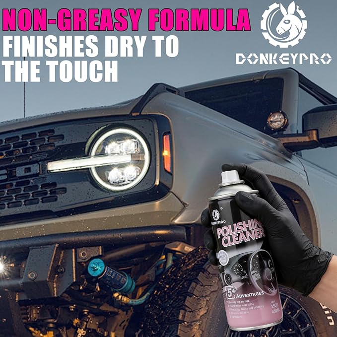 DONKEYPRO Car Interior Cleaner, Polishing Cleaner Detailer Spray for Vehicle Detailing, 450ml Aerosol 15 fl oz with Iron Can (1-Pack)