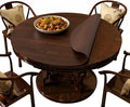 Wood Grain Round Table Protector 48/52/42/54/36 inch, Waterproof PU Leather Table Mat, Heat Resistant Circular Dining Table Pad for Kitchen, Coffee Table, Office Desk,(Brown,35in)