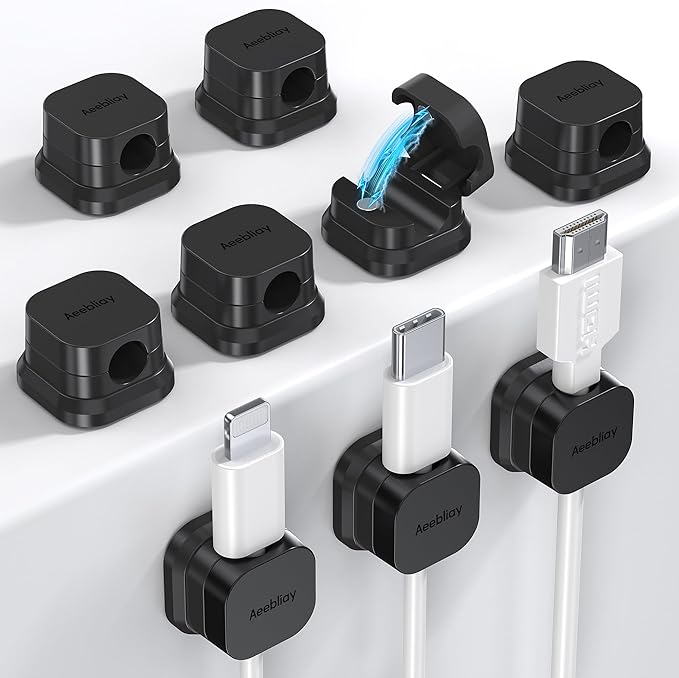 9 Pack Magnetic Cable Clips Cord Organizer,Desk Cable Management Accessories,Cord Clips,Adhesive USB Wire Holder Keeper Organizer for Home Office Desk Phone Car Wall Desktop Nightstand cable organizer