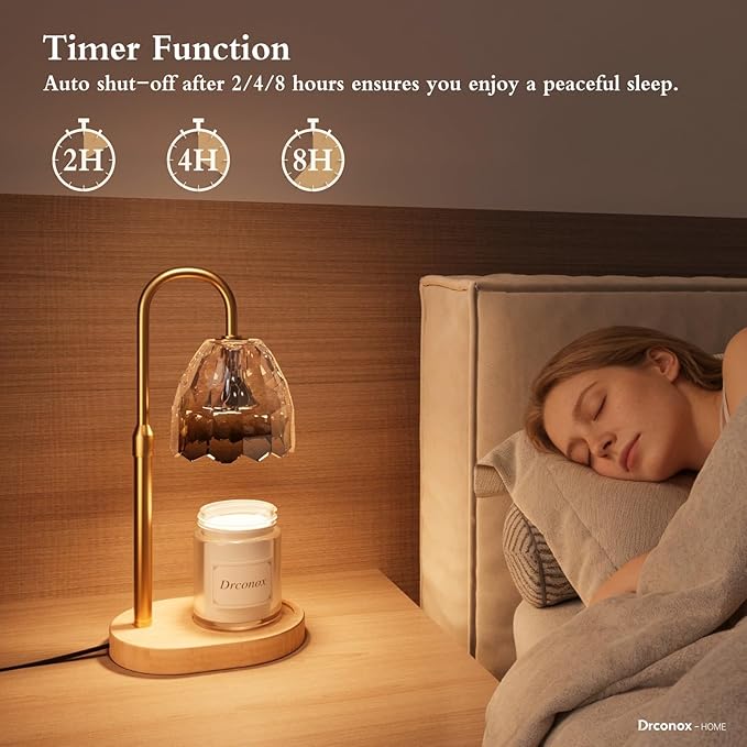 Candle Warmer Lamp with Timer Dimmable, Adjustable Height Wax Melt Warmer for Jar Candles, Birthday Gifts for Women, House Warming Gifts New Home Decor with 2 Bulbs, Gradient