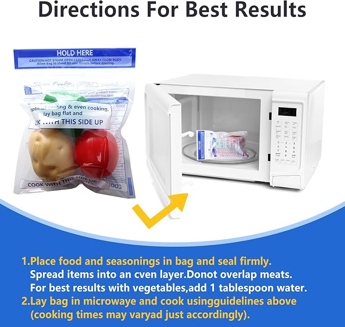 24 Pcs Zipper Steam Bags Reusable Microwave Steamer Cooking Bags Frozen Food Microwave Steam Bag for Vegetables Potatoes Meat (24)