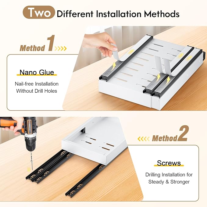 Pull Out Cabinet Organizer, Expandable Width (11.4"-18.9") Depth (16.3"-21.7") Pull out Drawers for Cabinets with 3 Rails, No Drill Adhesive Film or Nail Fixed Slide out Drawers for Kitchen, Pantry