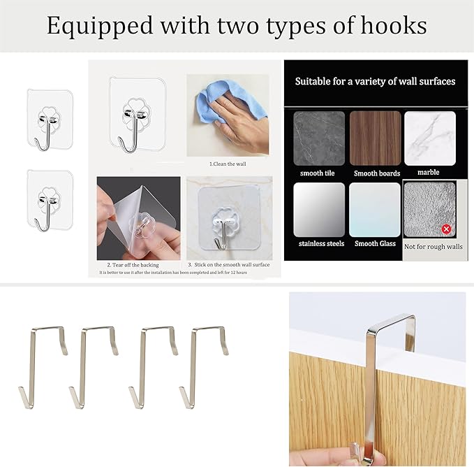 2-Pack Hanging Storage Organizer, Over The Door Hanging Bags/Wall Baskets Storage with Pockets for Home, RV, Office and More (2, Grey)