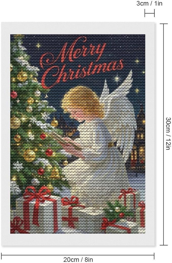 AIVKIEJK Diamond Painting Kits for Adults - Merry Christmas Angel Welcome Painting DIY 5D Full Drill Diamond Dots Paintings with Diamonds Gem Art and Crafts Home Decor 8"x12"