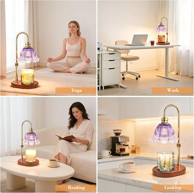 Candle Warmer Lamp with Timer: Birthday Gifts for Women, House Warming Gifts New Home Decor – Height Adjustable Candle Lamp for Mom, Anniversary - Walnut Solid Wood Base, with 2 Bulbs