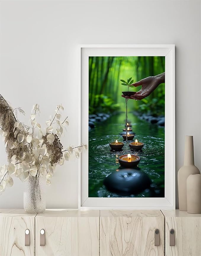 Landscape Diamond Art Kits Adults, 5D Diamond Painting Candle, DIY Round Full Drill Crystal Art Kits for Adults, Rhinestone Embroidery Cross Stitch Gem Paintings for Room Decor, Gifts 20x40in MQ44-27