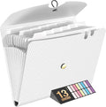 Sooez Expanding File Folder, 13 Pocket Accordion File Organizer, Monthly Expandable File Folder for Documents with Labels, Portable Bill Receipt Organizer for School Office Supplies, Letter A4 Size