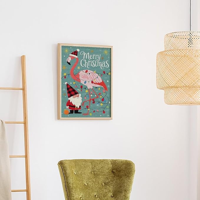 AIVKIEJK Diamond Painting Kits for Adults - Festive Flamingo Christmas Santa Hat Painting DIY 5D Full Drill Diamond Dots Paintings with Diamonds Gem Art and Crafts Home Decor 16"x20"