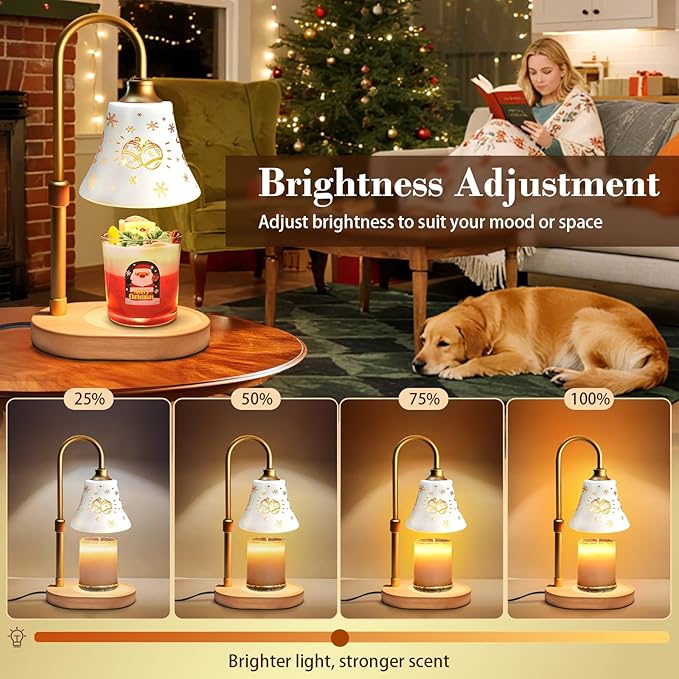 Candle Warmer Lamp with Timer Dimmer：Christmas Decorations Indoor, Birthday Gifts for Women Mom, Vintage Wax Melt Warmer for Jar Candles, Warming Gifts for Office, Dorm, Apartment & New Home Decor