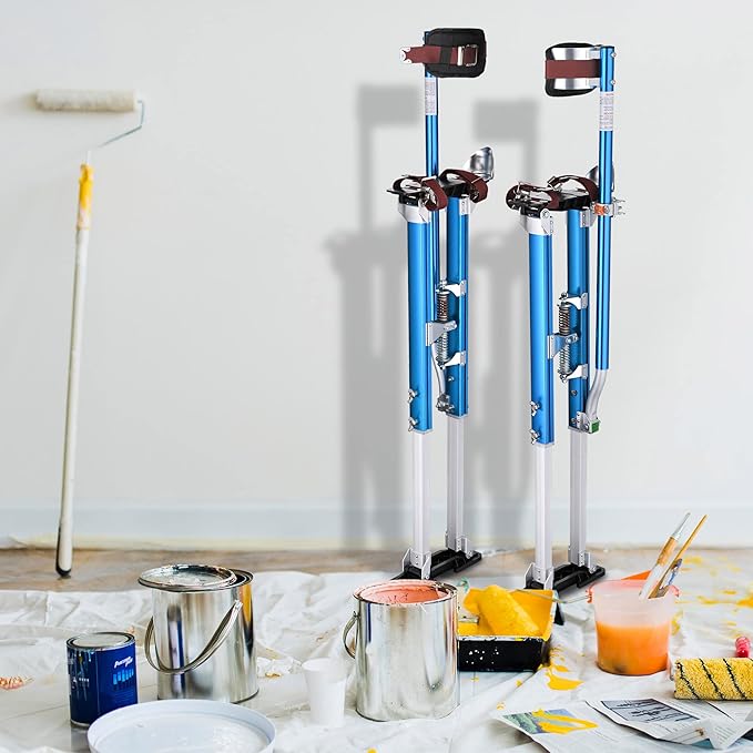 Yescom Drywall Stilts 36" - 50" Adjustable Aluminum Drywall Tools with Comfort Leg Pads for Sheetrock Painting Parade Costume Cleaning String Light Decor - Blue