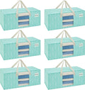 VENO 6 Pack Heavy Duty Moving Bags, Storage Bins with Lids, Transparent Window Design, Alternative to Moving Boxes, Storage Bags for Clothes, Blankets, Comforters (Evergreen, 6 Pack)