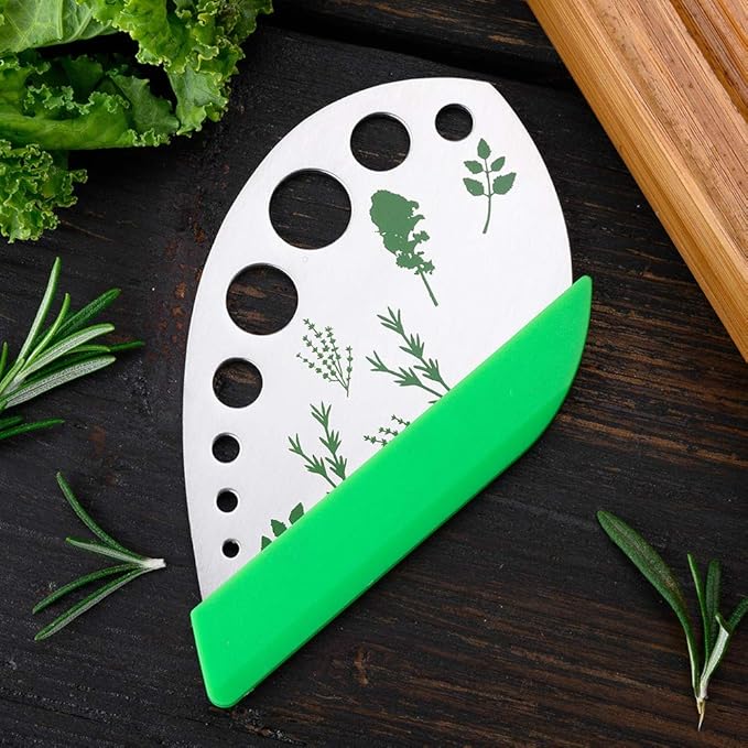 Herb Stripper Herbs Cutter Scissors Stainless Steel Leaf Remover Stripping Tool Vegetable Kitchen Gadget Tool with Protective Holder