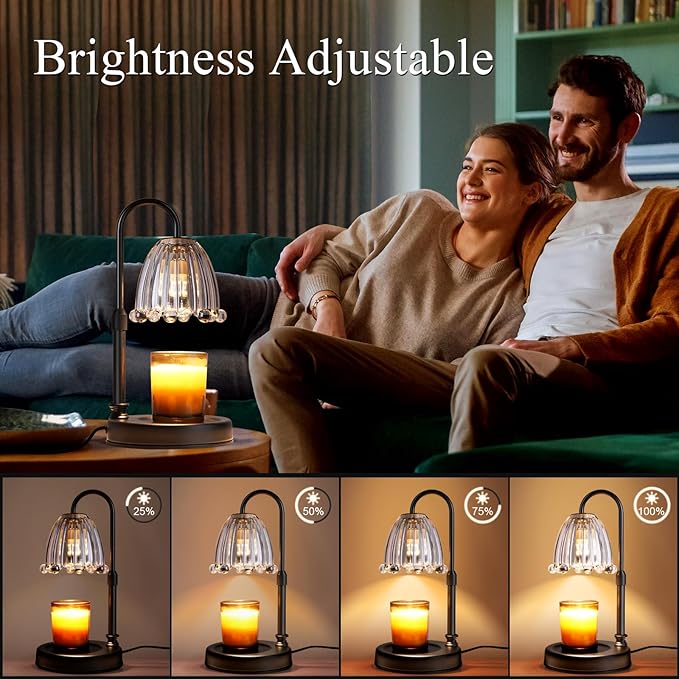 Candle Warmer Lamp with Timer Dimmer, Adjustable Height Candle Wax Warmer Warming Lamp with 2x50W Bulbs for Scented Candles for Housewarming Bedroom Home Decor Mom Women