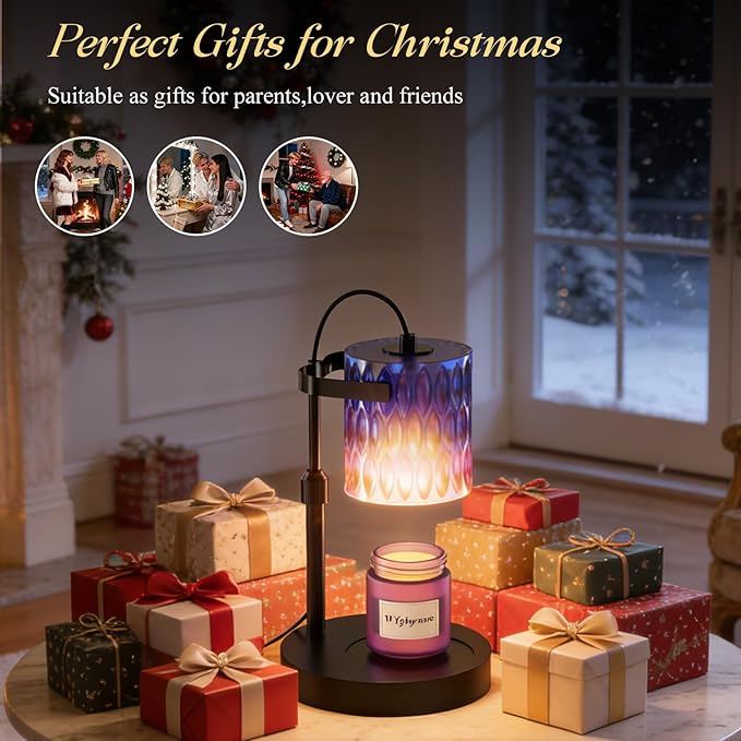 Candle Warmer Lamp with Timer & Dimmable 4-Level Brightness - Adjustable Height,for New Home Bedroom, Gifts for Women(Blue)