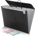 SKYDUE Expanding File Folder with 7 Pockets, Accordion File Organizer, Folders for Documents, Portable Receipt Paper Organizer, Letter Size Filing Folder School Office Supplies, Black