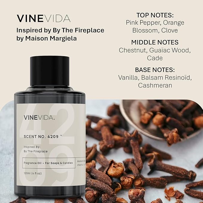 VINEVIDA [120 Ml] Scent NO. 4209 Inspired by by The Fireplace | Premium Fragrance Oil for Candle Making & Soap Making | Candle Scents for Soy Wax | Scented Oils for Car Freshies & Bath Products