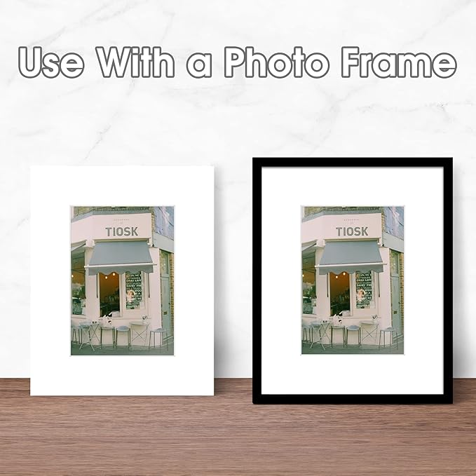 Golden State Art Pack of 10, Acid-Free White Pre-Cut 8x10 Picture Mat for 5x7 Photo with White Core Bevel Cut Frame Mattes