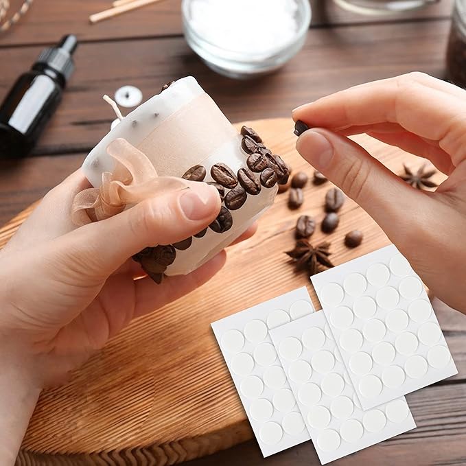200PCS Candle Wick Sticker，Adhere Steady in Hot Wax,Candle Making Double-Sided Sticker Heat-Resistant Candle Sticker，Resistance Double-Sided Stickers for Candle Making