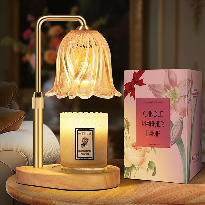 Candle Warmer Lamp with Timer Dimmable: Birthday Gifts for Women Adjustable Height Candles Light Warmers Lamps Gold Crystal Candle Warmer, House Warming Gift New Home Decor, Christmas Gifts for Women