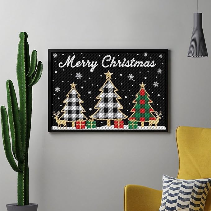 AIVKIEJK Diamond Painting Kits for Adults - Merry Christmas Tree Holiday Painting DIY 5D Full Drill Diamond Dots Paintings with Diamonds Gem Art and Crafts Home Decor 8"x12"