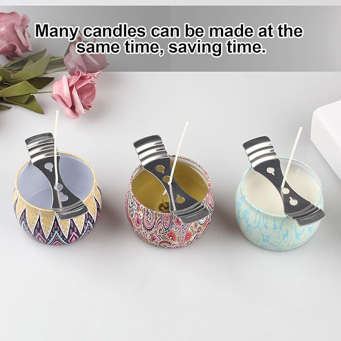 25pcs Metal Candle Wick Holder, Silver Stainless Steel Candle Wick Centering Devices for Candle Making