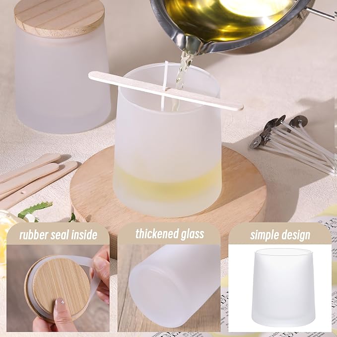 DARJEN 12 Pack Frosted White Candle Jars for Making Candles- 9 OZ Empty Glass Candle Making Jars with Making Kits, Candle Making Supplies Candle Containers for Home DIY & GIFS