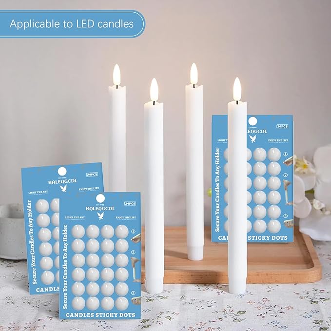 Taper Candles Sticky Dots - White Candle Wax Dots -Taper Candle Waxed Adhesive - Secure Your Candles to Any Holder (72Pack)