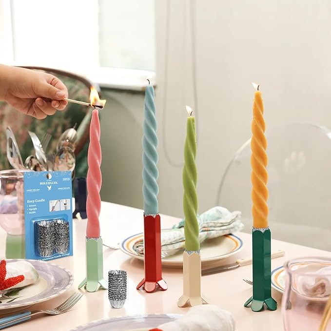 Taper Candle Fittings -Taper Candle Holders Fitters,Silver Bobeches for Candle Upright Set of 30