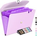 Sooez Expanding File Folder, 13 Pocket Accordion File Organizer, Monthly Expandable File Folder for Documents with Labels, Portable Bill Receipt Organizer for School Office Supplies, Letter A4 Size