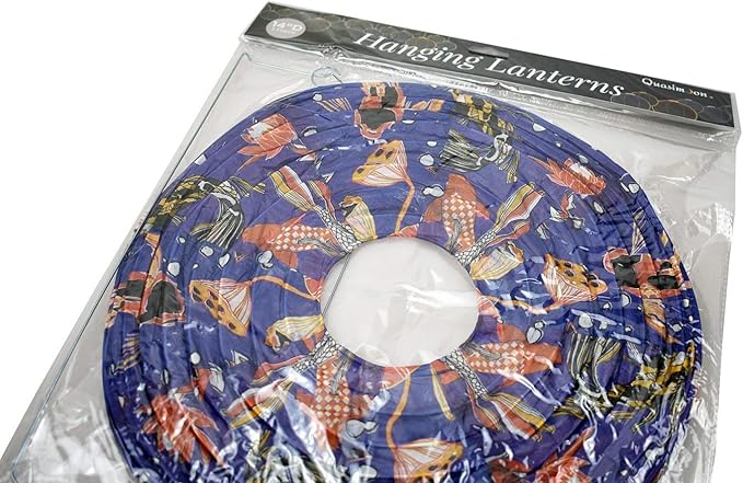 Quasimoon PaperLanternStore.com 14 Inch Midnight Koi Fish Pond Premium Paper Lantern