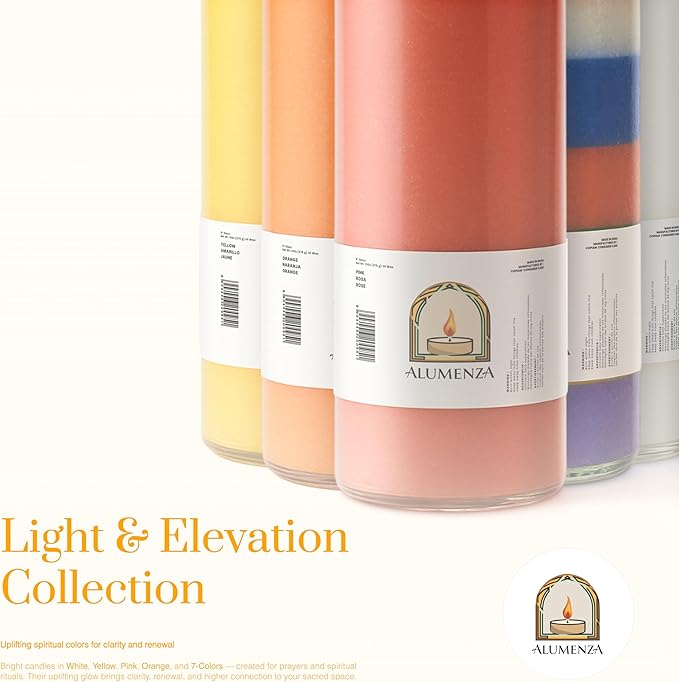 3 Pack Orange 7 Day Candles in Glass Jar – Paraffin Wax, Clean Burning Unscented | Large & Tall Devotional Prayer Pillar Candles for Home, Memorial, Spells, Long Lasting