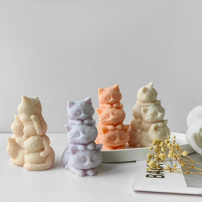 Animal Molds Cat Mold Cat Silicone Wave Spiral Candle Mold - Silicone Resin Casting Molds for Candle & Resin & Soap Craft Supplies