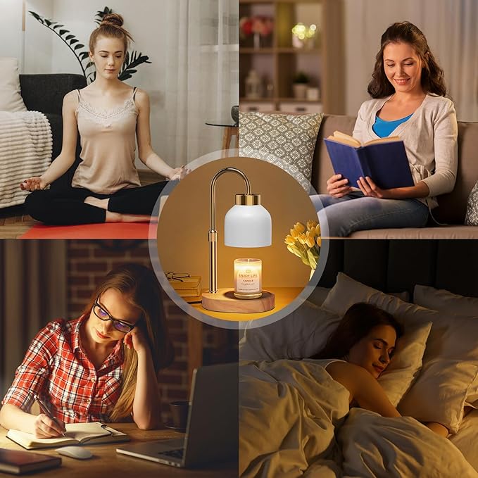 seenlast Candle Warmer Lamp with Dimmer Adjustable Height,Mothers Day Gifts,2/4/8H Timer,Vintage Home Decor for Scented Jar