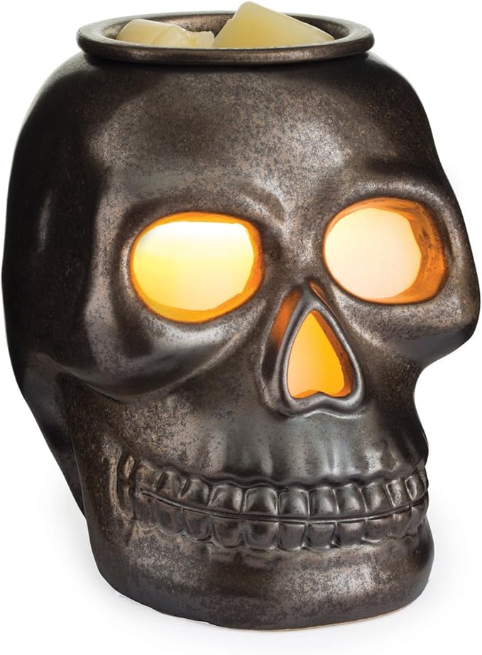 Candle Warmers ETC. Illumination Fragrance Warmer- Light-Up Warmer for Warming Scented Candle Wax Melts and Tarts or to Freshen Room, Gothic Skull