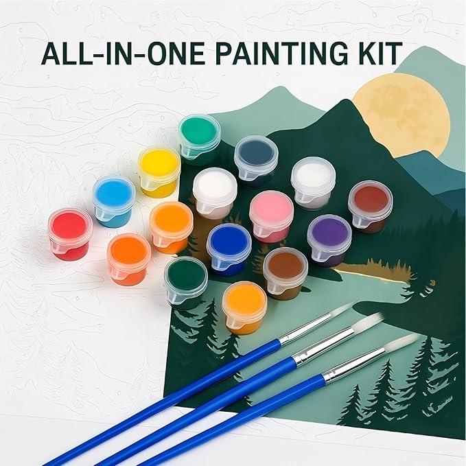 Christmas Paint By Numbers Kit For Adults - Diy Decorated Tree With Candles By Winter Window Painting On Canvas 16X20 Inches, Acrylic Paint Set, Suitable For Beginners, Festive Wall Decor, Unframed