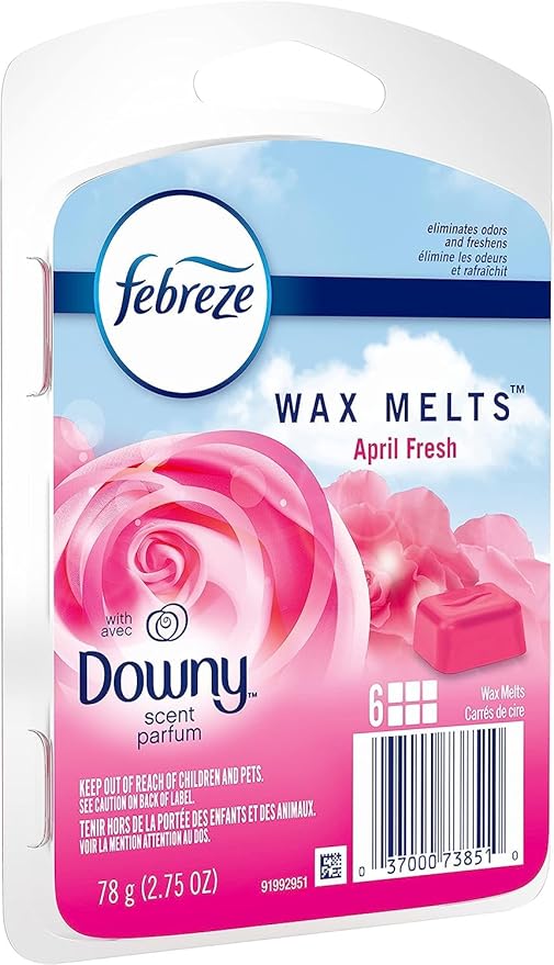 Febreze Odor-Fighting Wax Melts Air Freshener Refills with Downy Scent, April Fresh, 6 count
