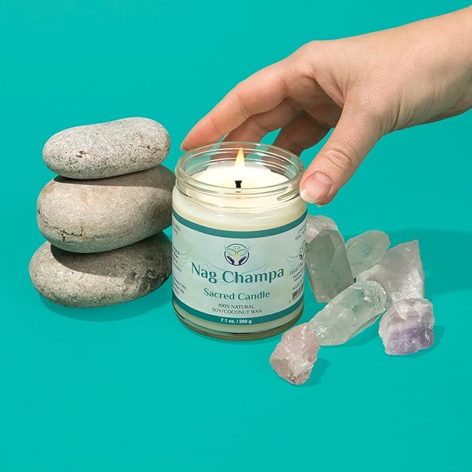 White Sage Candles for Cleansing House Chakra Healing | Energy Cleansing Smudge Candle | Natural Aromatherapy Candle | Sage for Cleansing House Negative Energy (7 oz) (Nag Champa)