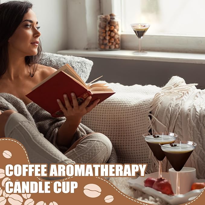4 Set DIY Espresso Martini Candle Making Gifts Supplies Kit Candle Making Kit for Adults Women Martini Glasses Birthday Party Gifts Coffee Lovers Scented Aesthetic Home Decoration No Candles (Regular)