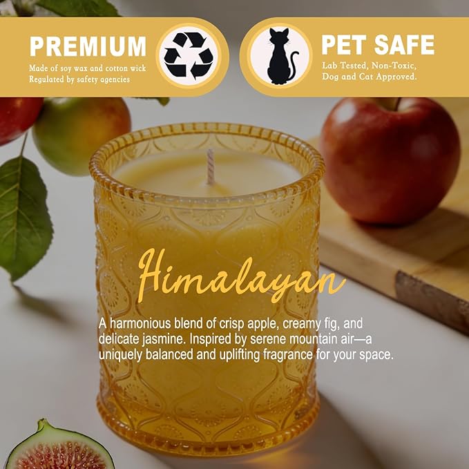 Sandalwood Fig Amber Scented Candles for Mother's Day, Natural Soy Wax Jar Candle in Glass 45 Hours Clean Burn, Gift-Ready for Hosts & Gatherings Elegant Home Décor