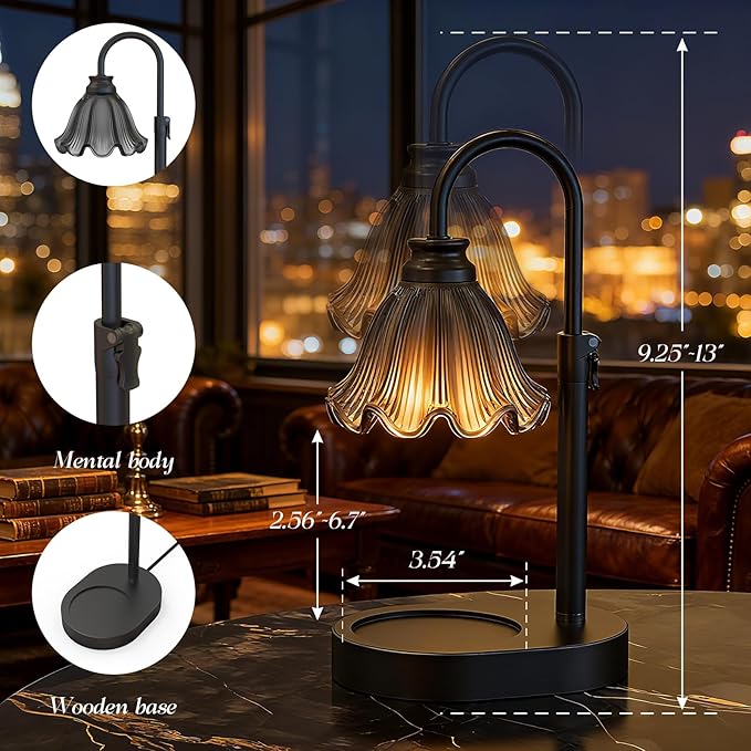 Candle Warmer Lamp with Timer & Dimmable 4-Level Brightness - Adjustable Height,for New Home Bedroom, Gifts for Women(Black 2)