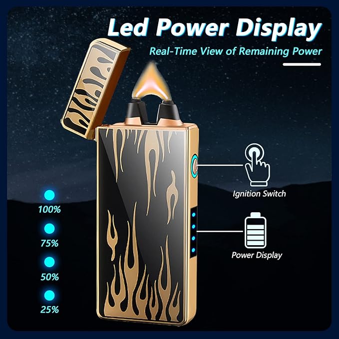 BABOBIU Electric Lighter Plasma Lighter Flameless Windproof Rechargeable USB Lighter with Type-C Fast Charging Gift for Men, Women (Flame)