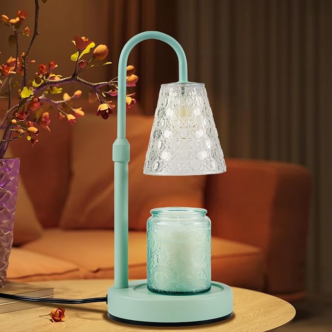 Candle Warmer Lamp Green with Timer Dimmable, Birthday Gifts for Women Mom, House Warming Gifts New Home Decor, Wax Melt Warmer for Jar Candles with 2 Bulbs