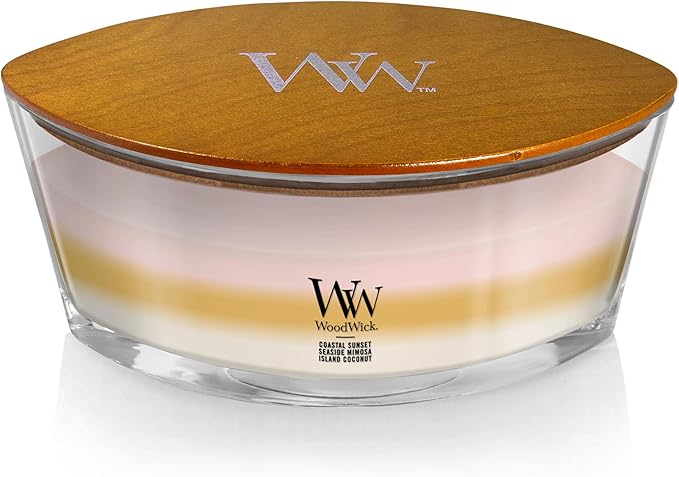 WoodWick Island Getaway Trilogy Gifts for Women and Men, 16 oz Ellipse Trilogy Candle with Crackling Wick