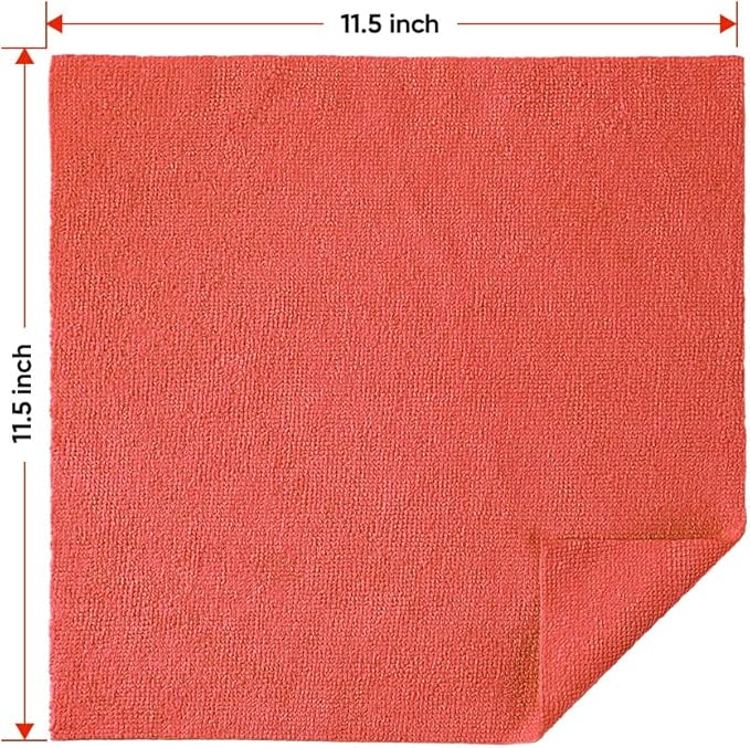 HOMEXCEL Red Shop Towels 100 Pack, Reusable Microfiber Cleaning Cloth Bulk, Multipurpose Microfiber Towels for Cars, House and Kitchen, Highly Absorbent Cleaning Rags 11.5 x 11.5 inch