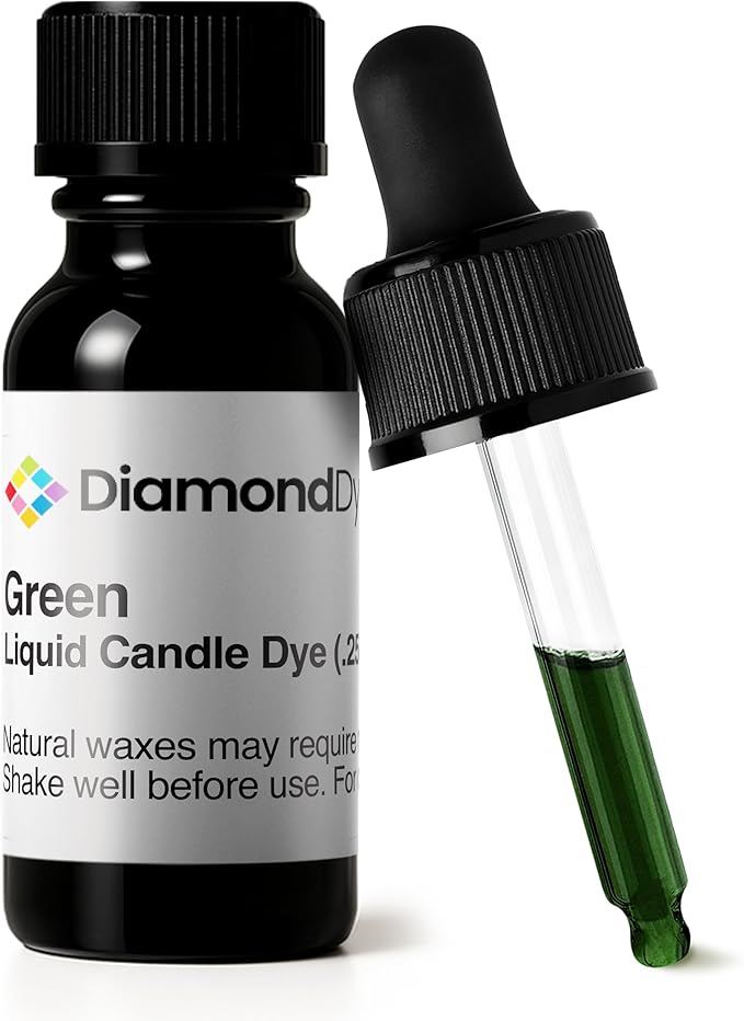 Green Liquid Candle Dye (.25 oz) - Made in the USA - Safe and Easy to Use - Pure and Simple Ingredients - Candle Making Supplies for Soy, Paraffin, Palm or Gel Wax - 10 Vibrant Colors to Choose from