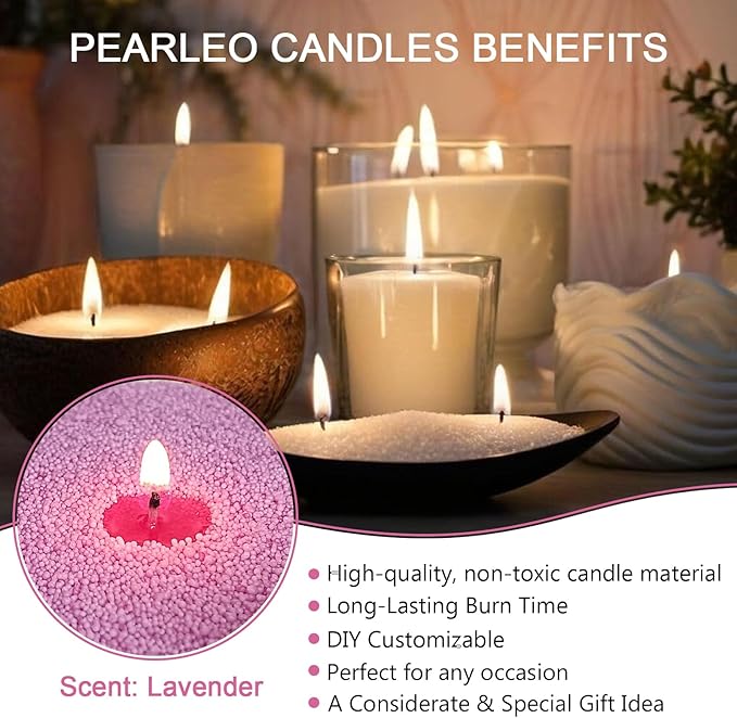 Lavender Garden Scented Granula Pearled Candle 18oz(1.1lb)–MANNYCOM Purple Refillable Candles with 30 Cotton Wicks Long-Lasting Sand Wax Non-Toxic - Perfect for Home Decorative DIY