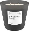 Hidden Label Large Scented Candle, Velvet Rose & Oud, 30oz 3 Wick Huge Candle, Serene Collection Slow Burn Natural Soy Candles for Home Scented