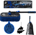 Flash Dog Waterless Car Duster - Wax Cotton Strands 360°Swivel Head & Extendable Aluminum Alloy Handle for Scratch-Free Dusting on Cars, Trucks, SUVs, RVs